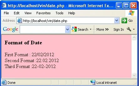 date function in php