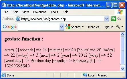 getdate function in php