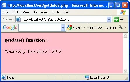 getdate function in php