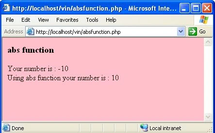 abs function in php