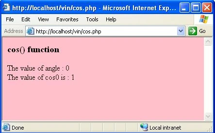 cos function in php
