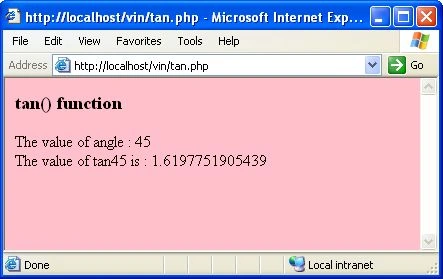 tan function in php