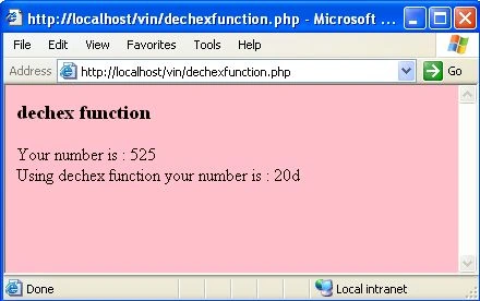dechex function in php