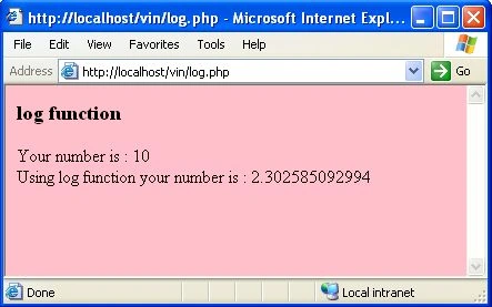 log function in php