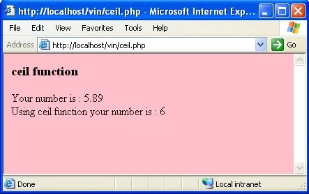 ceil function in php