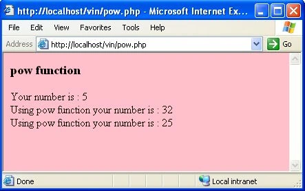pow function in php