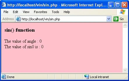 sin function in php