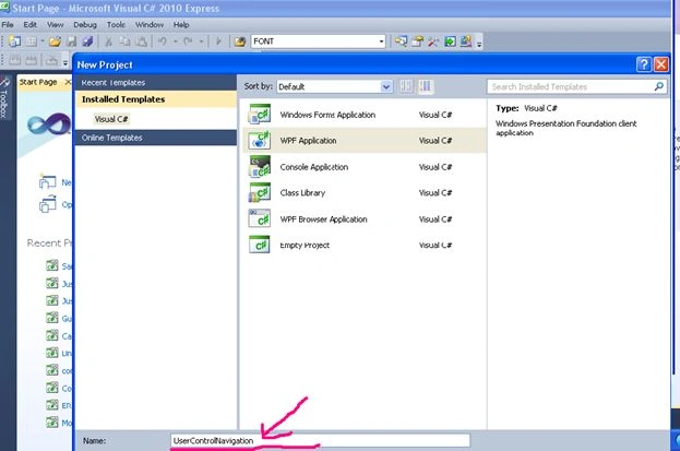 new WPF project