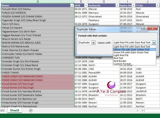 Duplicate records highlighted with Live Preview