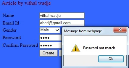 Password not match