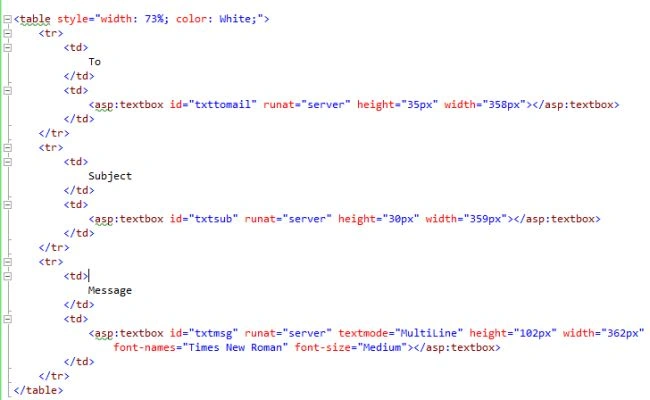 aspx page Code