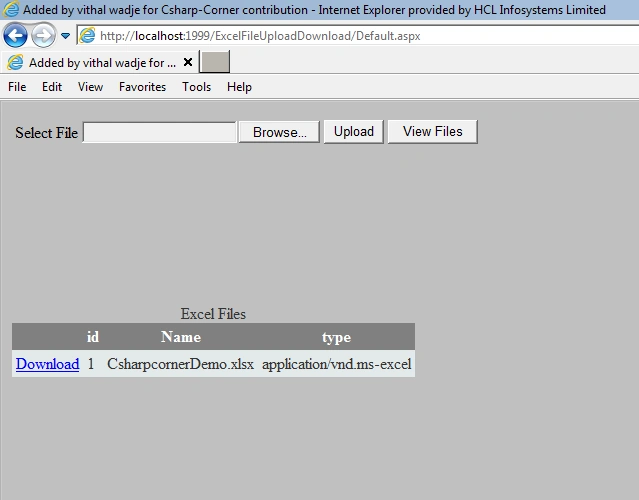 Uploading And Downloading Excel Files From Database Using ASP.NET C#