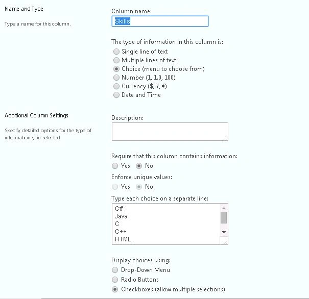 Multi choice filed