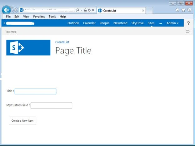 page with enter detail