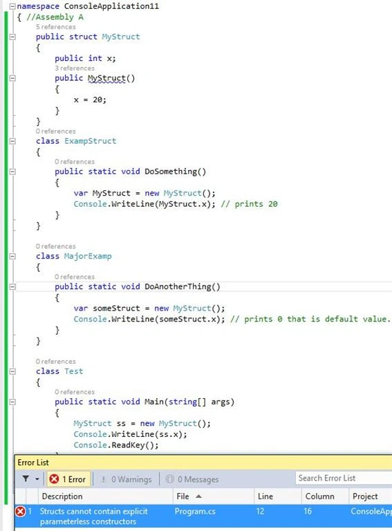parameterless code errors