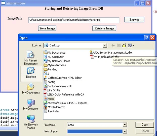 Open dialog box