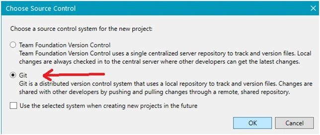 Select Git and click OK