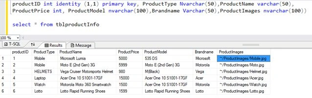Create Database and Table