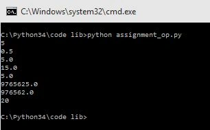 Example for Assignment Operators