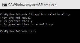 Example for Relational Comparison Operators