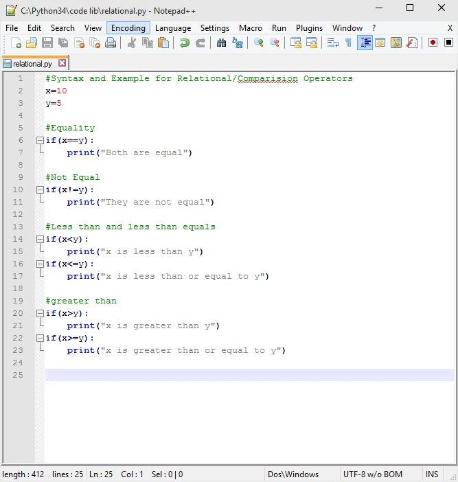 Relational Comparison Operators