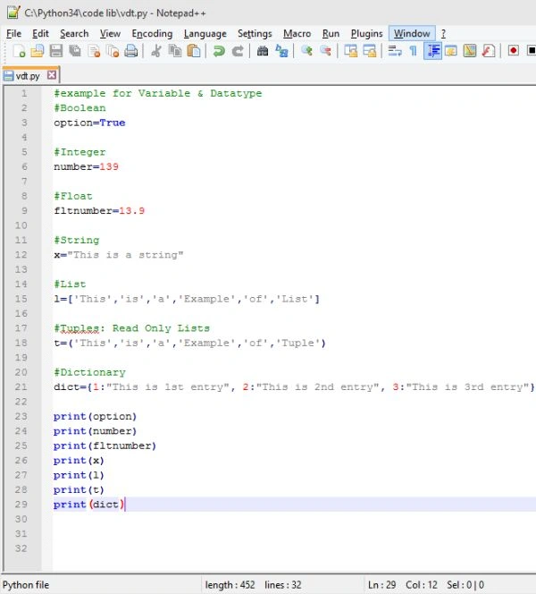 Variable Datatypes