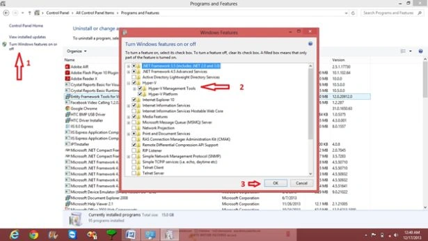 Turn Windows features
