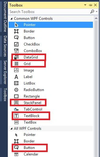 common wpf controls