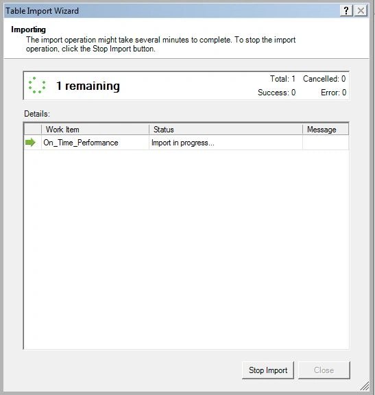 import in progress