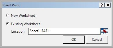 existing worksheet