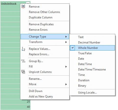 change datatype