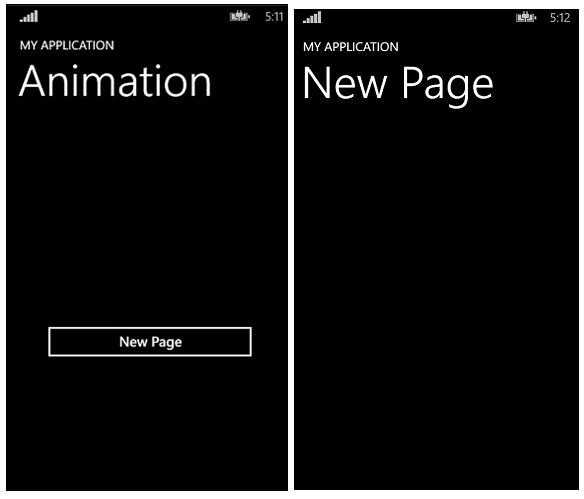 Page animation on window apps