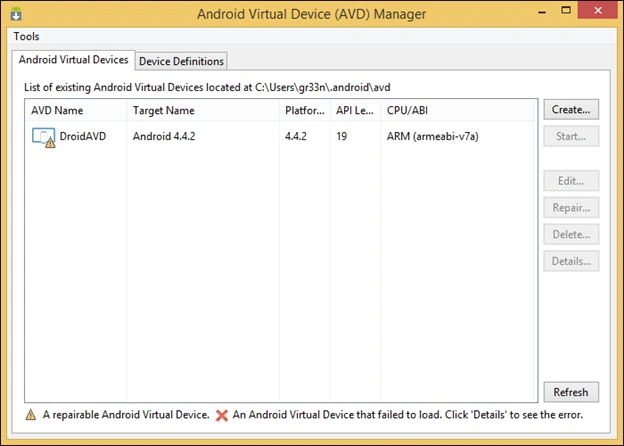 create a new devicet in Xamarin