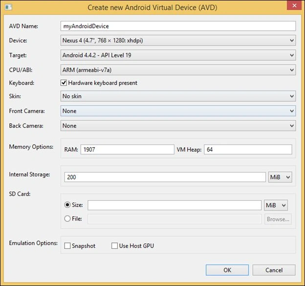 start Emulator in Xamarin 