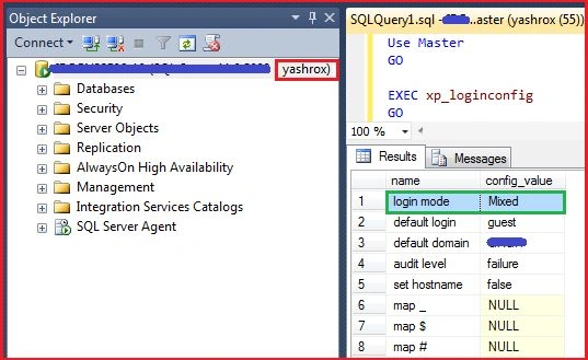 Checking Authentication mode with other query