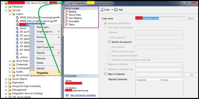 SQL Server Login Properties