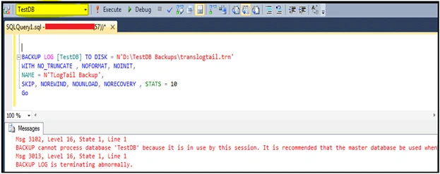 tail log backup