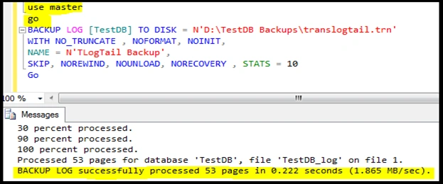 tail log backup