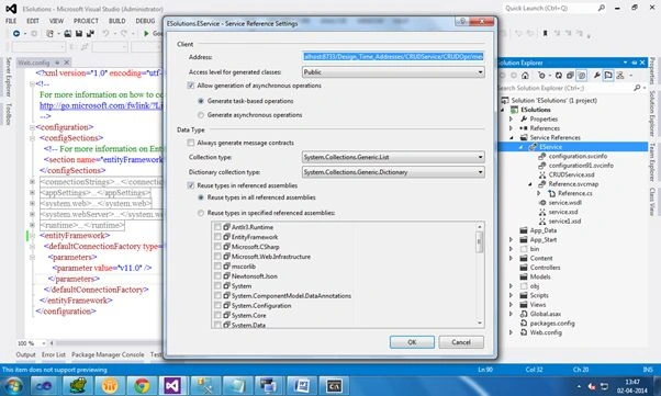ServiceReferenceSettings dialog box