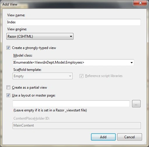 Razor Engine Working with Views in MVC
