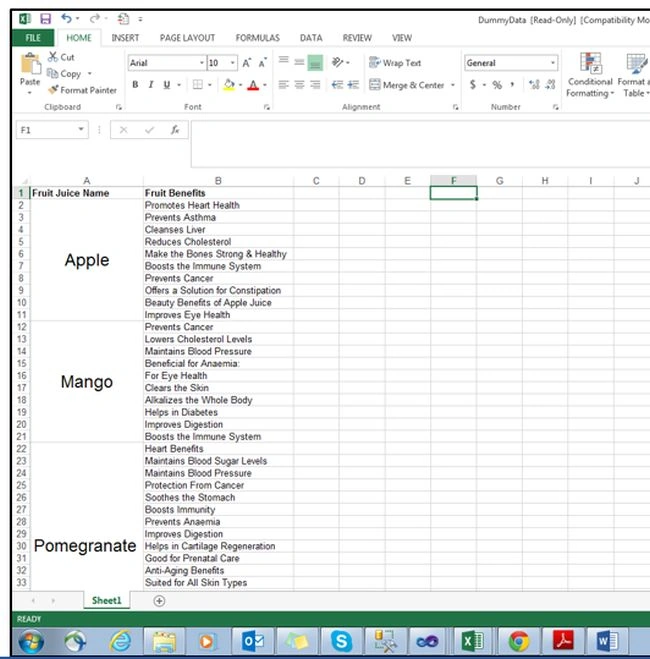 Excel file