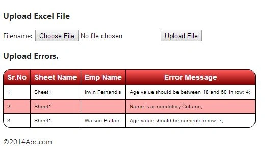 uploaded the excel file