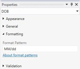 Date Separator Property Window