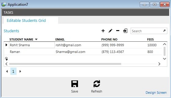 Output for editable Screen