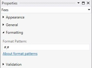 Format Pattern Property Window