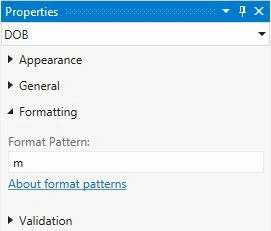 m Format Pattern Properties