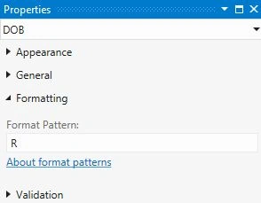 R Format Pattern Property