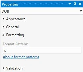 s Format Pattern Property