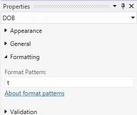t Format Pattern Property