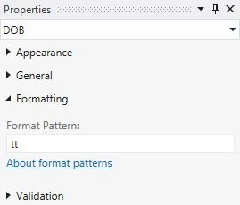 tt format pattern property